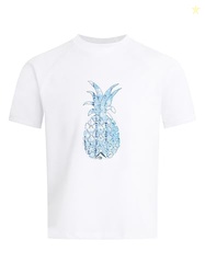 Kanu Surf girls Jade Upf 50+ Sun Protective Rashguard Swim Rash Guard Shirt, Willow White, 14-16 US