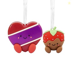 Hallmark Better Together Strawberry and Chocolate Magnetic Christmas Ornaments for Tree, Set of 2