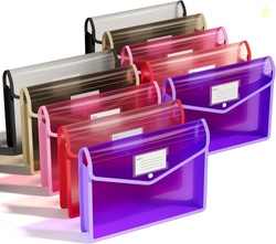 THINKTEX PLASTIC EXPANDING FILE FOLDER, TRANSPARENT ENVELOPES WITH SNAP CLOSURE,SUITABLE FOR HOME - 10 PCS