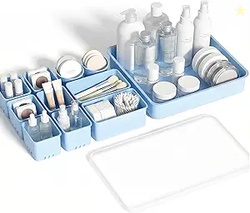 Silicone Makeup Organizer Drawer Set with Clear Lid AD