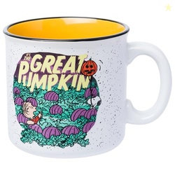 Silver Buffalo Peanuts The Great Pumpkin Featuring Linus and Snooy Halloween Spooky Ceramic Camper Mug, 20 ounces