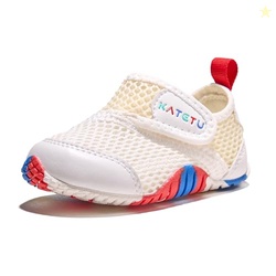 KATETU TODDLER WIDE TOE BOX SHOES BABY BOYS GIRLS FIRST WALKING SHOES BREATHABLE NON-SLIP LIGHTWEIGHT TENNIS CASUAL INDOOR OUTDOOR SNEAKERS WHITE YELLOW US 7 TODDLER