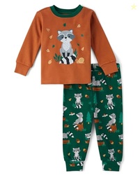 The Children's Place,Baby Boys,and Toddler Long Sleeve Top and Pants Snug Fit 100% Cotton 2 Piece Pajama Set,Raccoon,0 Months,3 Months