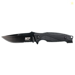 SMITH & WESSON M&P M2.0 9IN S.S. FULL TANG THIN FIXED BLADE KNIFE WITH 4IN DROP POINT BLADE AND RUBBER HANDLE FOR OUTDOOR, TACTICAL, SURVIVAL AND EDC, MULTICOLOR