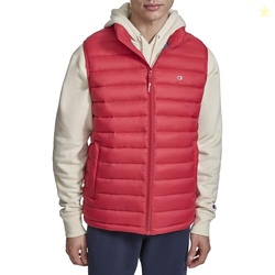 Champion Men's Packable Puffer Vest with Stand Collar, Chili Pepper, Small
