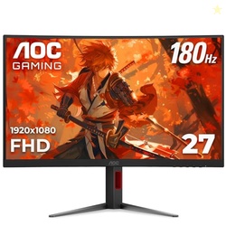 AOC C27G4H 27" Curved Gaming Monitor, FHD 1080p, 180Hz, Adaptive Sync, Height Adjustable, 3-Year Zero Dead Pixel Guarantee, Black, Xbox PS5 Switch Compatible