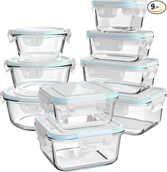 GLASS FOOD STORAGE CONTAINERS WITH LIDS, [18 PIECE] 