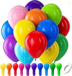 Bezente Assorted Rainbow Latex Balloons, 100 Pack 