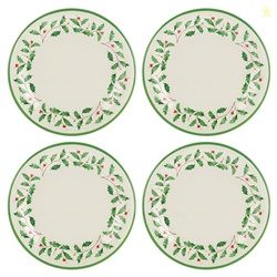 Lenox 863669 Holiday 4-Piece Melamine Dinner Plate Set, Christmas Dinnerware, Hosting