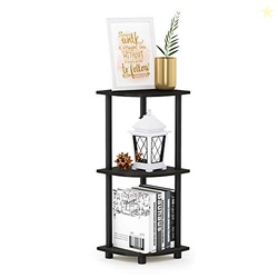 Furinno TURN-N-TUBE Corner Shelf, 3-Tier Corner Bookshelf, Display Storage Shelves with Open Shelves, for Organization and Storage, Living Room, Home Office, Garage, Espresso
