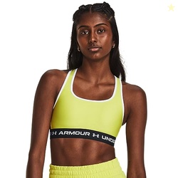 Under Armour Womens Crossback Mid Impact Sports Bra, (743) Lime Yellow / / White, X-Small