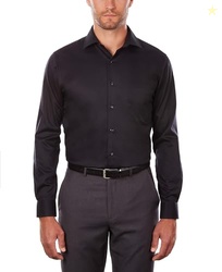 Van Heusen Men's Dress Shirt Regular Fit Flex Collar Stretch Solid Shirt, Black, 18" Neck 32"-33" Sleeve (XX-Large)