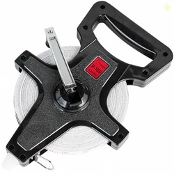 Champion Sports Open Reel Measuring Tapes  Durable Hand Crank with Metal Spike, Dual-Sided Feet & Meters, Perfect for Track & Field and Long Jump, 100 ft/30 meters