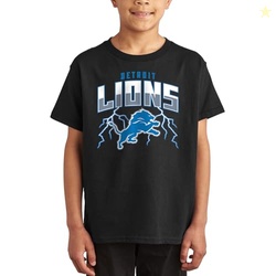 Detroit Lions Team Lightning - Officially Licensed Kids Short Sleeve Fan T-Shirt for Boys & Girls