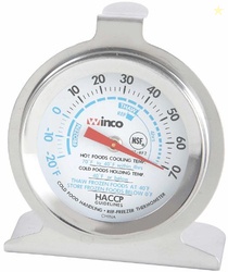 Winco Dial Refrigerator/Freezer Thermometer with Hook and Panel Base, 2-Inch