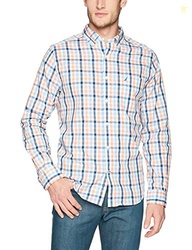 Nautica Men's Wrinkle Resistant Long Sleeve Button Front Shirt Shirt, Guava Punch, Large