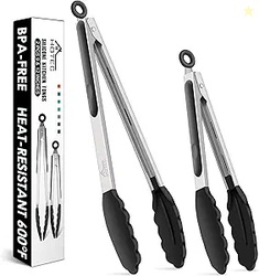 Stainless Steel Locking Kitchen Tongs - 2 AD