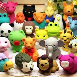60PCS ANIMAL ERASERS DESK PETS FOR KIDS