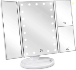 deweisn Floor Mount Tri-Fold Lighted Vanity Mirror