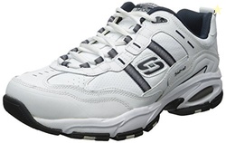 SKECHERS MEN'S VIGOR 2.0 SERPENTINE, WHITE/NAVY, 11.5