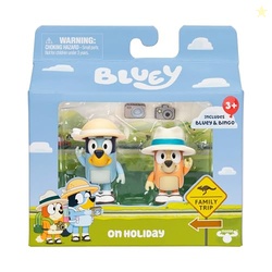Bluey Holiday Toy Figurines Pack of 2, Robust Articulated Character Toys with Removable Hats, Small Action Figures for Kids Ages 3+