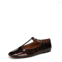 Franco Sarto Womens Marylee Mary Jane Flat Brown Mult Patent Faux Leather 6.5 M