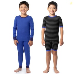 Fruit of the Loom Boy's 4-Piece Tight Fit Pajama Set, Royal Navy, 4