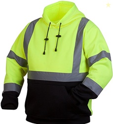 Pyramex Hi Vis Lime Safety Pullover Sweatshirt With Black Bottom Large, Hi Vis Lime, Large