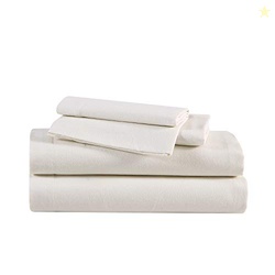 Eddie Bauer - Flannel Sheets Full Size, Anti-Pilling & Wrinkle Resistant Cotton, Touchably Soft for All-Season Comfort - Bed Sheets with Matching Pillowcases & Fitted Sheet (Solid Ivory)