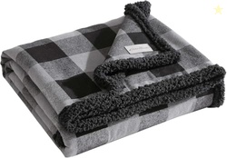 Eddie Bauer - Throw Blanket, Yarn Dyed Cotton Bedding with Solid Ultra-Soft Sherpa Reverse, Throw Blanket for Couch & Bed (Cabin Plaid Grey, 50" x 60")
