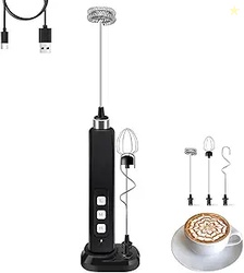 RECHARGEABLE MILK FROTHER HANDHELD WITH 3 WHISKS