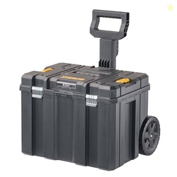 DEWALT TOOL BOX WITH WHEELS MODULAR, LARGE ROLLING TOOL BOX WITH TELESCOPIC HANDLE, PORTABLE CARRIER DEEP STACKABLE TSTAK STORAGE (DWST17820)