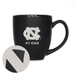 Rico Industries NCAA North Carolina Tar Heels #1 Dad 15oz Laser Engraved Matte Black Ceramic Bistro Mug - for Hot or Cold Drinks