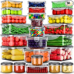 ROCKBERRY 50 PCS LARGE FOOD STORAGE CONTAINERS WITH LIDS 