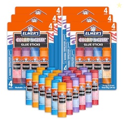 Elmers Color 'n Glitz Glue Sticks, Washable, Assorted Colors, 24 Count (6 Packs of 4) - Creative Fun, Arts & Crafts, #1 Teacher Brand