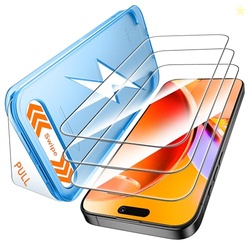 Mkeke for iPhone 16 Pro Max Screen Protector 3 Pack, [9H+ Hardness] [Military-Grade Drop Protection] [Sensitive Touch] [Easy Installation] [HD Clear] Full Edge Coverage Tempered Glass