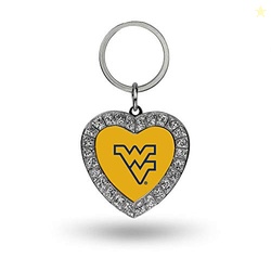 Rico Industries NCAA West Virginia Mountaineers Metal Rhinestone Heart Keychain