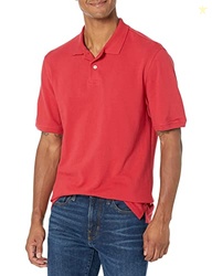 Amazon Essentials Men's Regular-Fit Cotton Pique Polo Shirt (Available in Big & Tall), Red, Small