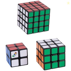 Rubiks Cube, Tiled Trio Bundle 2x2 Mini 3x3 Cube 4x4 Master, Problem-Solving Brain Teaser, Classic Color-Matching Puzzle, Fidget Toy, Sensory Puzzle for Adults, Teens, Kids, Ages 8 & Up