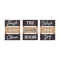 Elements Plank Wall Plaques with Galvanized Metal Sentiments, Multicolored