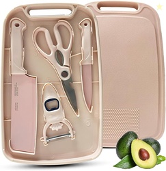 Cutting Board and Knife Set, 5 In1