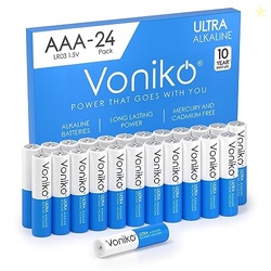 Voniko Ultra AAA Batteries 24 Pack - Alkaline Triple A Battery, Ultra Long-Lasting for All Your Devices, 10-Year Shelf Life, Leak-Proof & Mercury-Free