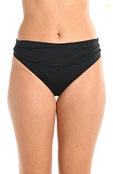 La Blanca Women's Standard Island Goddess Shirred Band Hipster Bikini Swimsuit Bottom, Black, 8