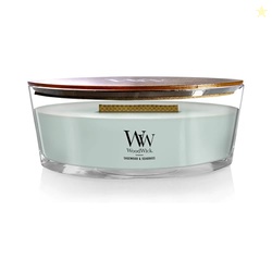 WoodWick Sagewood & Seagrass Gifts for Women and Men, 16 oz Ellipse Candle with Crackling Wick