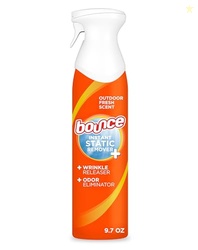 Bounce Anti Static Spray, 3 in 1 Instant Anti Static Spray & Instant Wrinkle Release, Odor Eliminator and Fabric Refresher Spray (9.7 Fl Oz, Pack of 1)