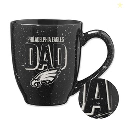 Rico Industries NFL Football Philadelphia Eagles Dad Black 16 oz Team Color Laser Engraved Speckled Ceramic Coffee Mug
