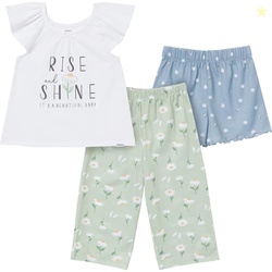 Gerber Toddler Girls' T-Shirt, Shorts & Pants Pajama Set, Daises, 4T