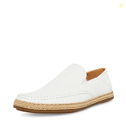 STEVE MADDEN MEN'S CAYDENN CASUAL ESPADRILLE, WHITE LEATHER, 8.5 M