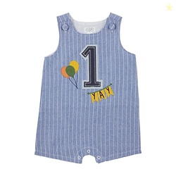 Mud Pie 1st Birthday Boy Jon Jon, Blue, 12-18 Months