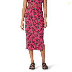 Amazon Essentials Women's Slim-Fit Ruched Matte Jersey Skirt (Top Sold Separately), Hot Pink Leafy Floral Ditsy, X-Large